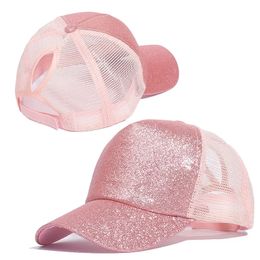 Fashion Baseball Cap Girl tail Sequins Shiny Messy Bun Hat Sun Caps Gorra Casual 240426