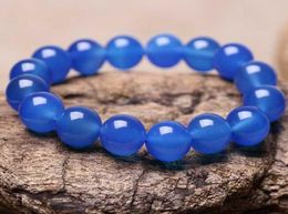 Pure Natural Blue Chalcedony Agate Bracelet Jade Hand Carved Jewelry Gifts Whole7190414