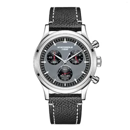 Wristwatches MYSTERIOUSCODE 2024 Men's Watches Top Luxury Moon VK63 Beat Quartz Watch For Men Chronograph AR Bubble Mirror Wrist
