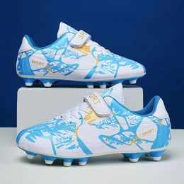 Childrens Football Shoes Long Spikes Grass Training Soccer Cleats Pink Soccer Shoes for Girl Kids Football Boots 240506