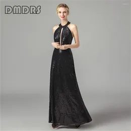 Casual Dresses DMDRS | Elegant Sequined Long Prom Dress Halter Black Women Formal Sheath Party Gown Evening Gowns Robe De Soriee