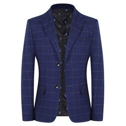 highend boutique trend handsome plaid business English dress casual party men slim loose suit checked jacket 240507