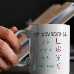 Mugs 11oz All You Need Is Love Coffee Mug Ceramic Material Tea Cup White Math Teacher Gift For Restaurants Cafes