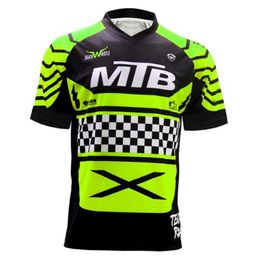 Men's T-Shirts 2022 Mens Short sleeved CyclJersey MTB Downhill Shirt DH MX Uniform Mountain Bike Summer Motorcycle Wear T-shirt J240506