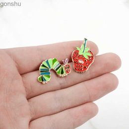 Pins Brooches Hungry Caterpillar Storybook Strawberry Catalan Pins Fruit Brooches Enamel Pins Flip Collar Pins Jewelry Gifts to Friends and Children WX
