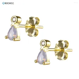 Stud Earrings Kikichicc 925 Sterling Silver Gold Opals Pear Crystal CZ Zircon Mini Women Luxury Earring Jewellery Wedding Statement