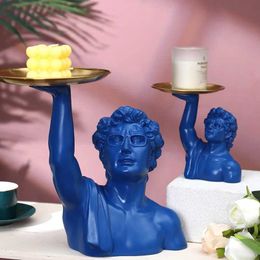Decorative Objects Figurines Modern Art David Statue Tray Storage Ornaments Home Decorations Desktop Butler Creative Resin Sculpture Craft Gifts Home Decor T2405