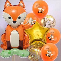 Party Decoration 12Pcs/Set 4D Foil Balloons Baby Shower Birthday Decorations Supplies Woodland Animals Orange Children Kids Toys Gift