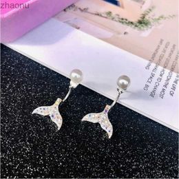 Dangle Chandelier Metal Pearl DolphinTail Earrings Womens Fashion Beauty Fish Stud Earrings Fashion Jewellery Gifts XW