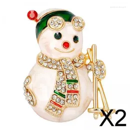 Brooches 2X Deevoka Fashion Cute Xmas Snowman Brooch Pin Home Office Desktop Decor Art