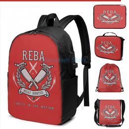 Backpack Funny Graphic Print REBA(3) USB Charge Men School Bags Women Bag Travel Laptop