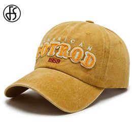 Ball Caps FS 2023 Summer Vintage Washed Denim Hat For Men Women Yellow Army Green Golf Hats Street Hip Hop Baseball Caps Bone Masculino Y240507