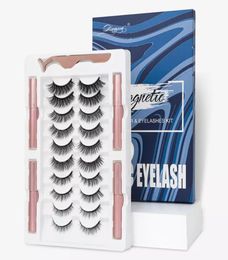 10 Pairs Magnetic Eyelashes Kit Reusable Magnetic Eyelashes and 4 Tubes of Magnetic Eyeliner Kit Upgraded 3D No Glue Needed3572083