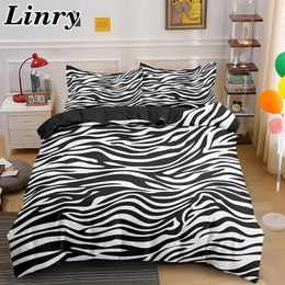 Bedding sets Zebra pattern 2/3 piece down duvet cover set with black and white bedding large/large black and white comfort set household textiles J240507