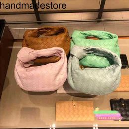 Venetabottegs Designer Handbags Jodie Early Spring Colour Mini Milk Tea Classic Knot Knitting Underarm Handbag Genuine Leather