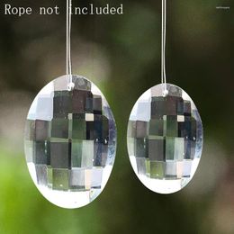 Chandelier Crystal 40/50MM Clear Geometry Oval Tic-tac-toe Glass Pendant Faceted Prism Grid Charm Dangle Curtain Part Suncatcher