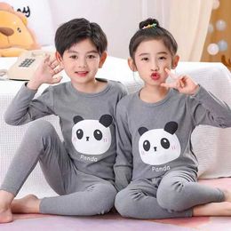 Pyjamas Baby boys and girls Pyjamas autumn animals pandas childrens clothing Pyjamas cotton Pyjama sets children 2 4 6 7 8 12 years oldL2405