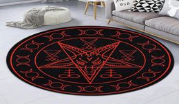 Carpets Sigil Of Baphomet And Lucifer Premium Round Rug Personalized Housewarming Gift Family Welcome Mat Funny2382192