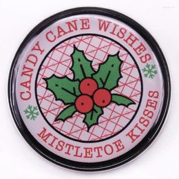 Brooches Candy Cane Wishes Mistletoe Kisses Lapel Pin Christmas Badge Romance Gift