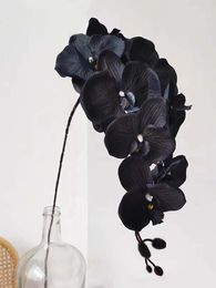 Decorative Flowers 1pc Black Butterfly Orchid String Simulation Plant Dancing Silk Cloth Flower Artificial Home Decoration