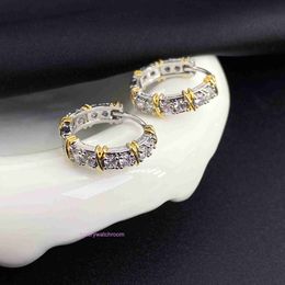 Women Band Tiifeany Ring Jewellery Full Diamond Zircon Earrings Set Fashion Versatile Light Luxury Cross shaped Time Wheel