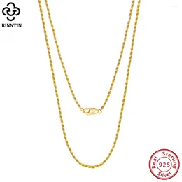 Chains Rinntin 925 Sterling Silver 1.2mm Gold Diamond-Cut Rope Chain Necklace For Women Fashion Luxury Jewelry SC29