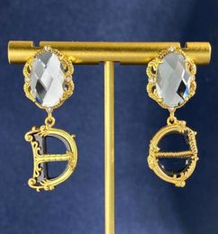 Ladies New Designed Earrings Studs G Lettersdiamonds crystal pendants 18K gold plated Anti allergy women's Ear Clip Designer Jewellery D987843066