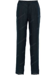 Mens Pants Linen Blend Kiton Mid-rise Slim-cut Chinos Trousers for Man Casual Long Pant Navy Blue