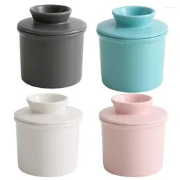Plates Ceramic Butter Cup Portable Cylindrical Cheese Box Countertop French Bowl Household Kitchen Decor For Home