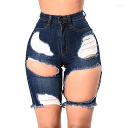 Women's Jeans Knee Length For Women Hole Ripped Casual Short Pants Spicy Girl Style Fashion Denim Trousers Small Size S-2XL