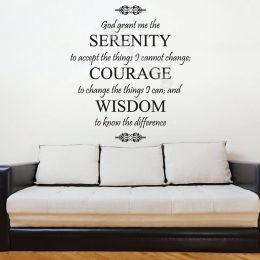 Stickers god grant me the serenity Quote Wall Sticker Courage Wisdom Spiritual Prayer Words Quote Decal believer Sign bedroom decor EB051