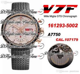 V7F 1685715002 Eta A7750 Automatic Chronograph Mens Watch Two Tone Rose Gold White Dial Black Rubber Strap New Edition Puret1291118