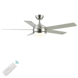 Inch Brushed Nickel Ceiling Fan With Lights And Remote Control Dimmable Tri-Color Temperatures LED Quiet Reversible Motor 5