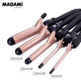 Curling Irons Electric professional ceramic curler iron curling rod with LCD screen dual pressure styling tool Q240506