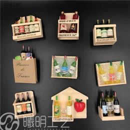 Fridge Magnets Fridge Magnets Mini Red Wine Ornaments Refrigerator Stickers Shooting Props Wine Bottles Wooden Frames Magnetic Stickers SU WX