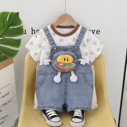 Clothing Sets Summer Fashion Baby Cute Three-dimensional Pocket Strap Set Boys And Girls Short-sleeved