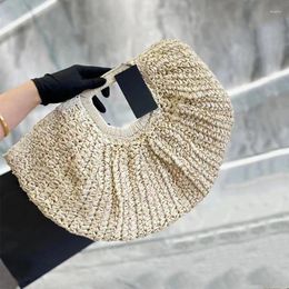 Shoulder Bags Summer Woven Straw Bag Moon Large Capacity Purse And Handbag For Women Beach Basket Fashion Travel Shopper Totes