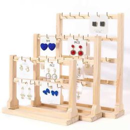 Jewelry Stand Wooden hook earrings jewelry display stand rings necklaces storage organizer rack desktop Q240506