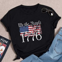 Women's T-Shirt Womens We The People 1776 U.s. Constitution dom American Flag T-shirt d240507