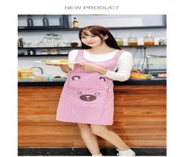 Cute Women Lady Waterproof Bib Apron Dress Restaurant Home Kitchen with Pocket Cooking Cotton Smock Apron cute Bear Bib2906682