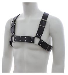 Mighty Male Chest Harness Sexy Men Body Straps Suit Club Wear Costumes Adjustable Faux Leather Buckles Studded New Design7765429