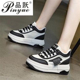 Casual Shoes 7cm Winter High Top Plus Cashmere Cotton Women All Match With Thick Warm Sports