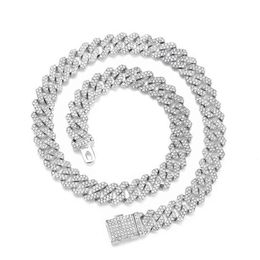 Boutique Jewellery Necklace 18Mm 3-Row Hip Hop Sier High Quality All Iced Moissanite Cuban Men's Chain