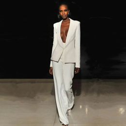 Spring Trouser Suits For Women Wedding Guests Wear White Business Formal Work Tuxedos 2 Piece Sets Office Uniform 240506