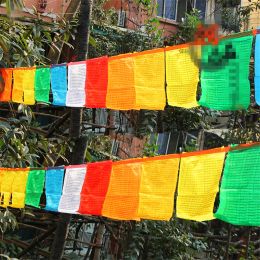 Accessories Tibetan Buddhist Supply Ksitigarbha Mantra Delicate Colorful Silk Prayer Falg Clear Handwriting Religious Flags 6.5 Meters Long