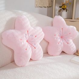 Ins Pink Cherry Petal Pillow Girls Bedroom Living Room Decoration Bay Window Floor Cushion Plush Tatami Sakura Mat 240506