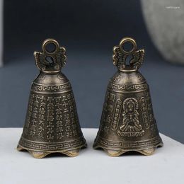 Decorative Figurines 2Pcs Retro China's Mini Bronze Sculpture Pray Buddha Feng Shui Bell Home Garden Wind Bells Car Pendant Accessories