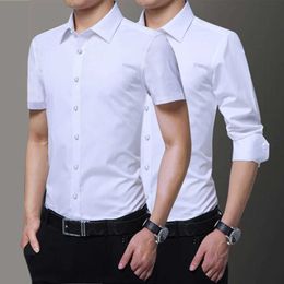 Camisas de vestido masculinas Todas as estações masculinas Slim Fit Non Ing Dress Dress Camisa de luxo de luxo Camisetas longas e curtas para homens Blusa D240507