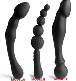 NEW 3 Styles Manual Black Big Pull Beads Anal Plug Silicone Dildo Anal Double Head Butt Plug Sex Toys For Gay Men3389447