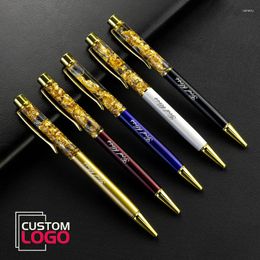 Gold Foil Metal Ballpoint Pen Customized LOGO Personalized With Your Own Name Birthday Gifts Student Stationery Office Supplies
